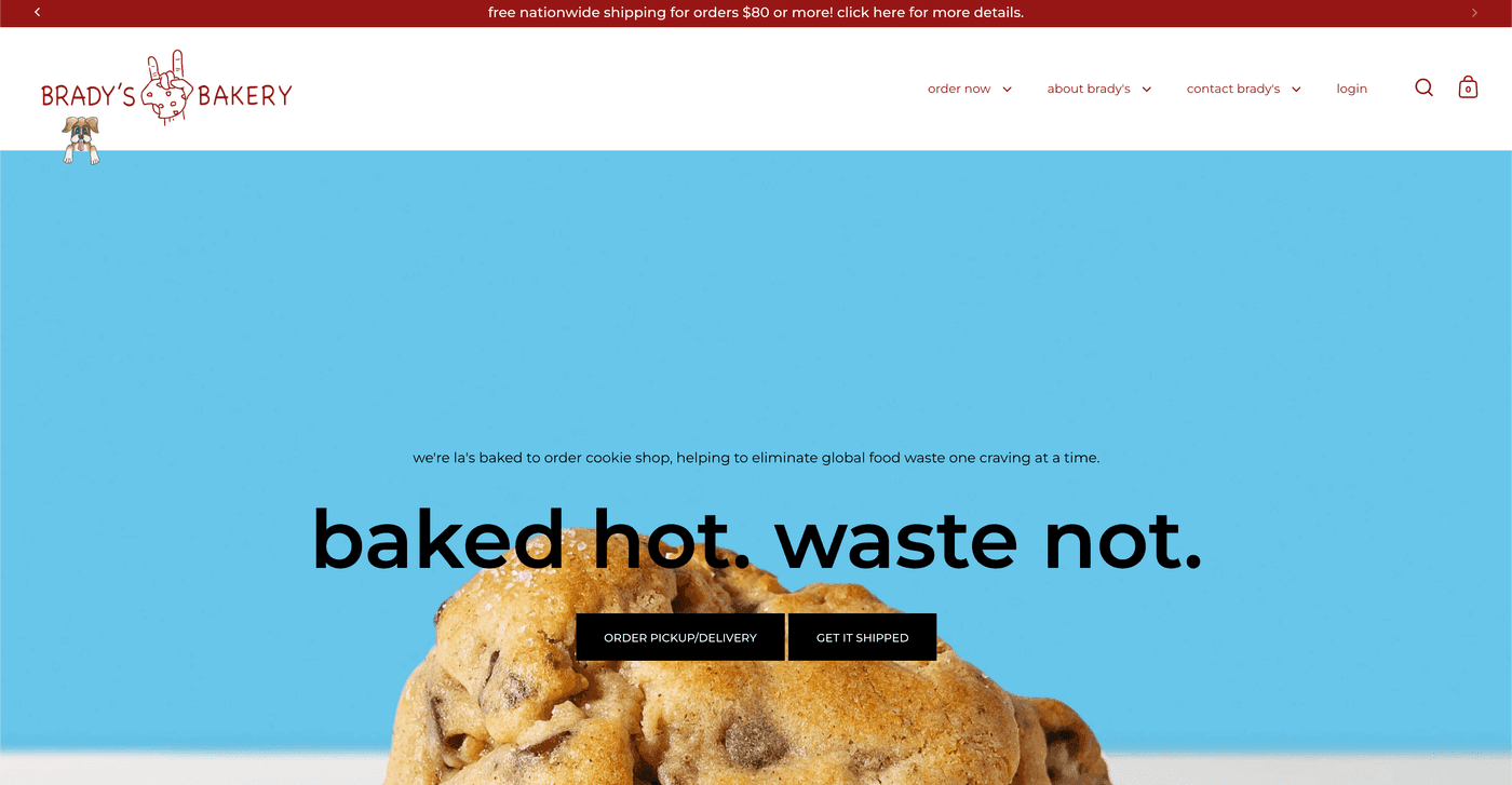 Brady's Bakery storefront preview